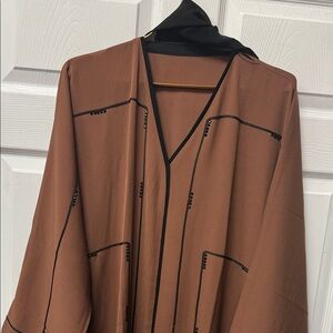 Chic Brown Women's Cape with Black Trim
